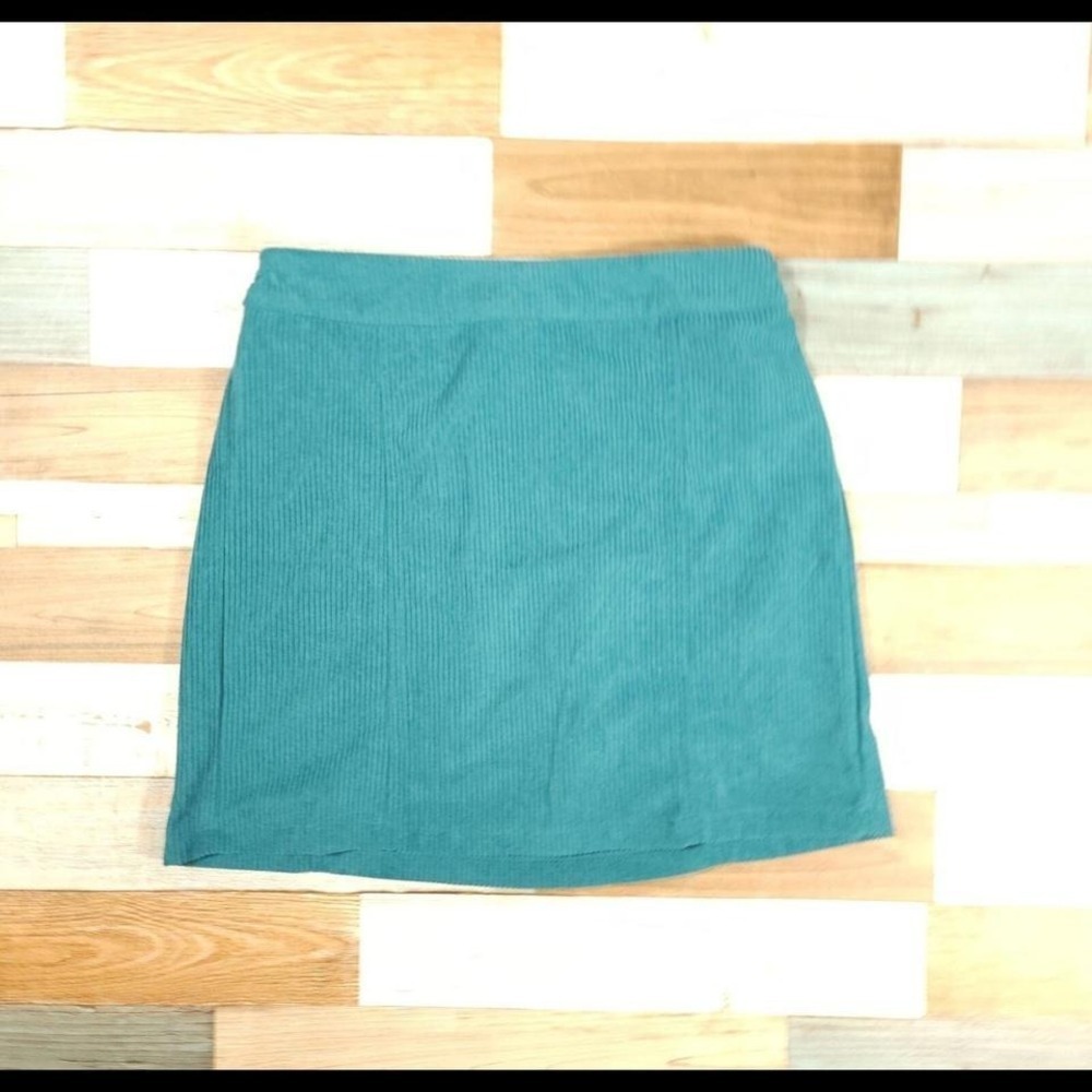 Sincerely Jules Teal Blue Ribbed Elastic Waist Mini‎ Skirt Womens Small